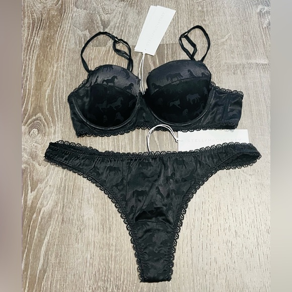 STELLA MCCARTNEY**Underwired Silk Black Bra 34B + Thong Sm.**$280 - Picture 2 of 9